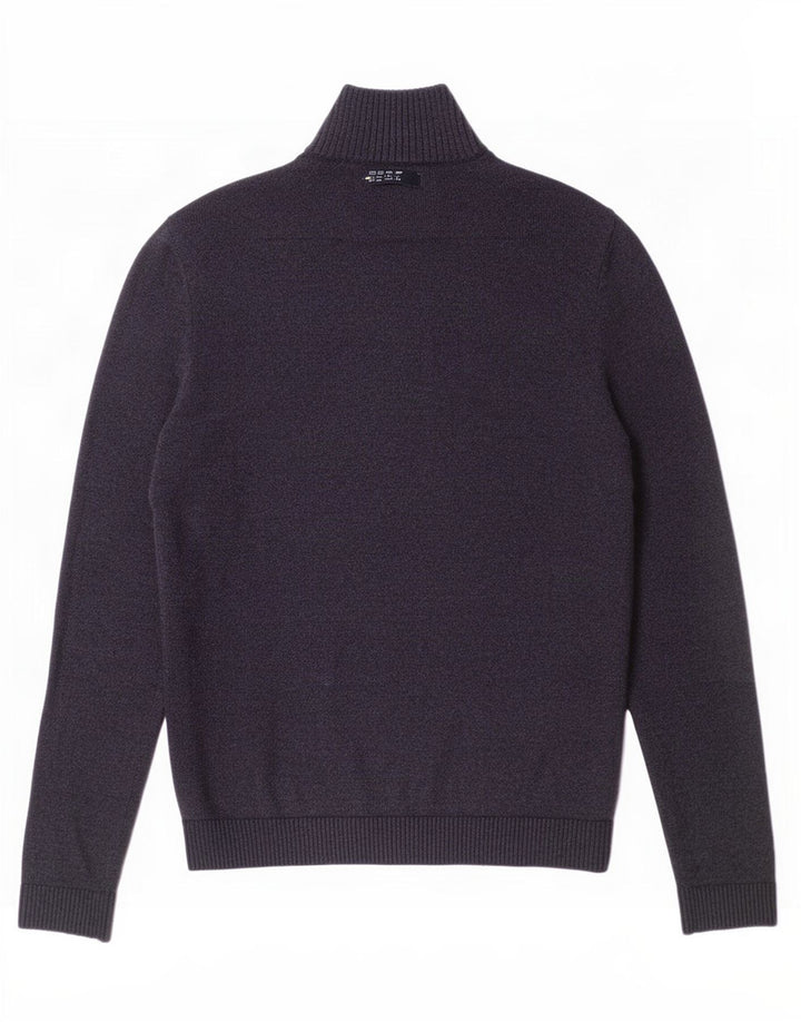 Hollister Herren-Pullover mit Reißverschluss am Hals, mittelmarineblaue Baumwolle