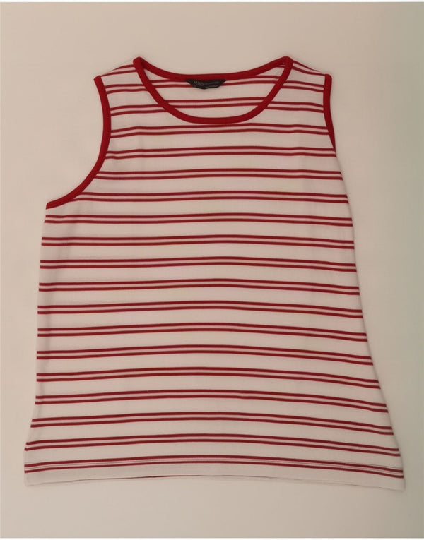 Marks & Spencer Damen Weste Top UK 16 Große rot gestreifte Baumwolle