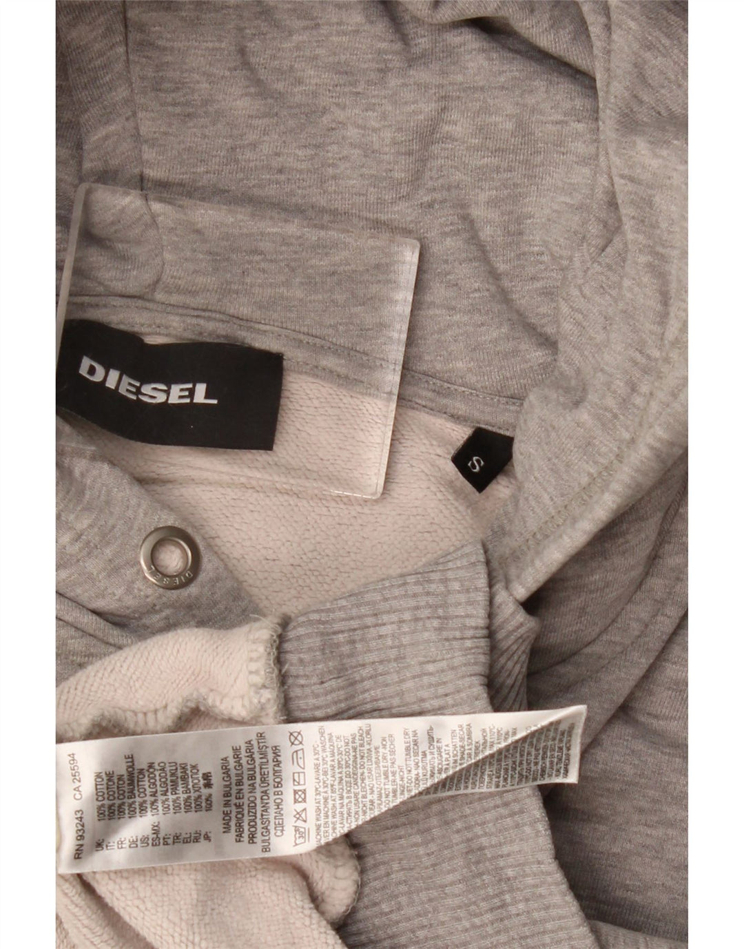 Diesel Herren Graphic Hoodie Pullover Small Grau