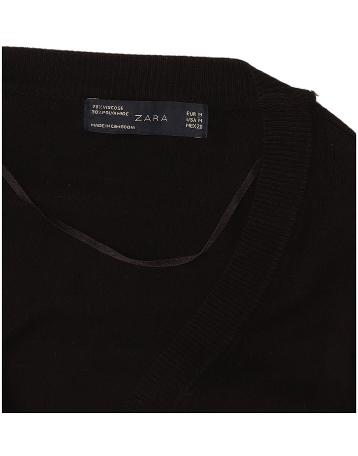 Zara Damen Longline-Cardigan-Pullover UK 14 Mittelschwarze Viskose