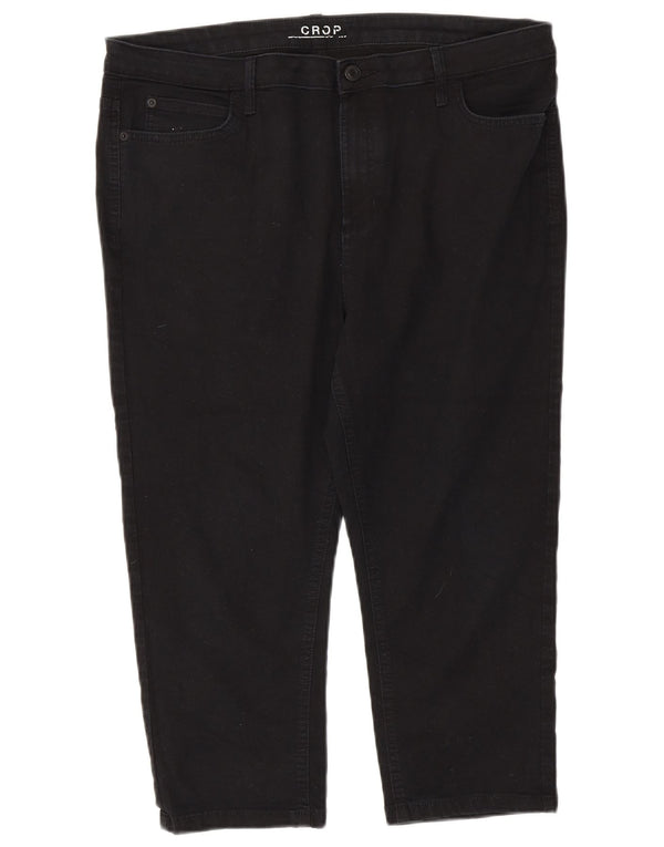Marks & Spencer Damen Gerade Caprihose UK 18 XL W36 L20 Schwarz