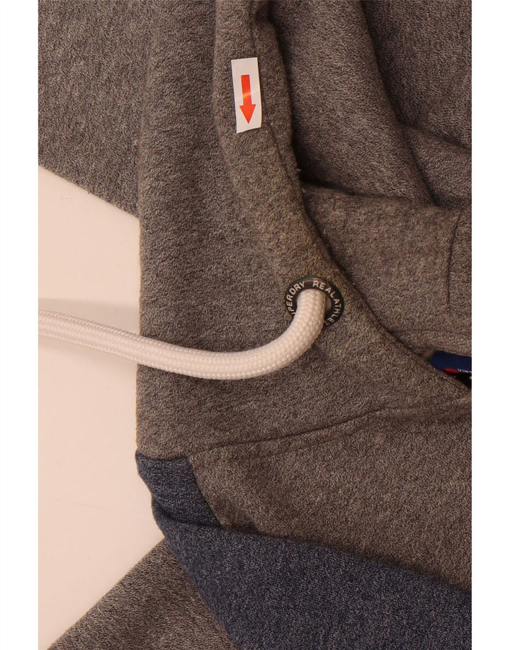 Superdry Herren-Kapuzenpullover mit grafischem Muster, mittelgraue Colourblock-Baumwolle