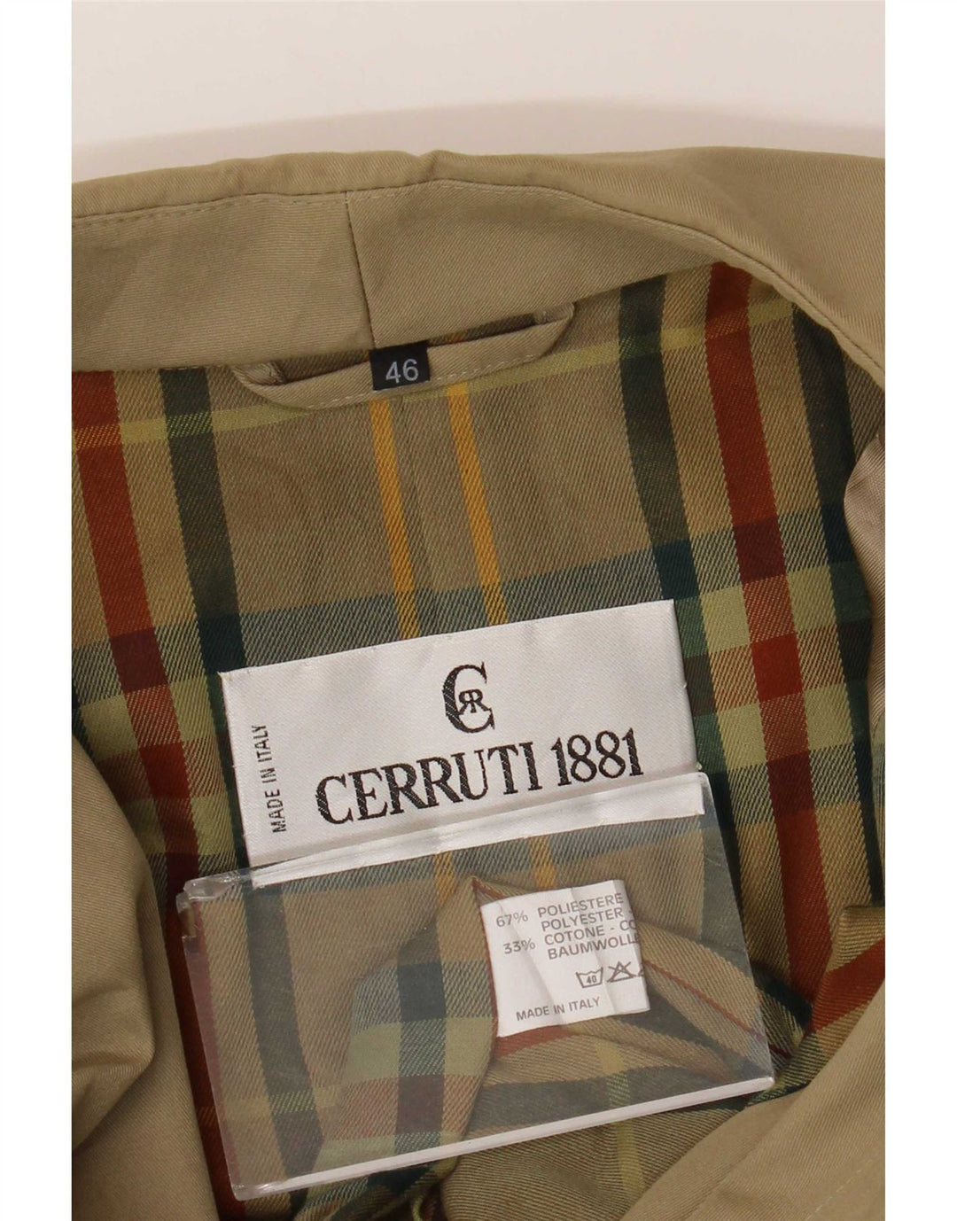 Cerruti 1881 Herren Loose Fit Trenchcoat IT 46 Small Beige Polyester