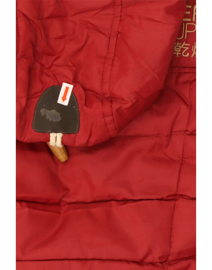 SUPERDRY Wattierte Damenweste mit Kapuze, UK 10, Größe S, Rot, Polyester