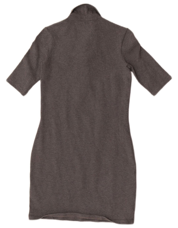 Lacoste Damen Slim Fit Polokleid Größe 32 XS Grau gefleckte Baumwolle