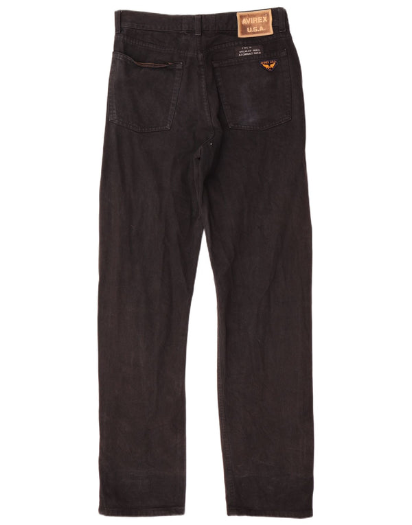 Avirex Herren Straight Jeans W31 L32 Schwarze Baumwolle