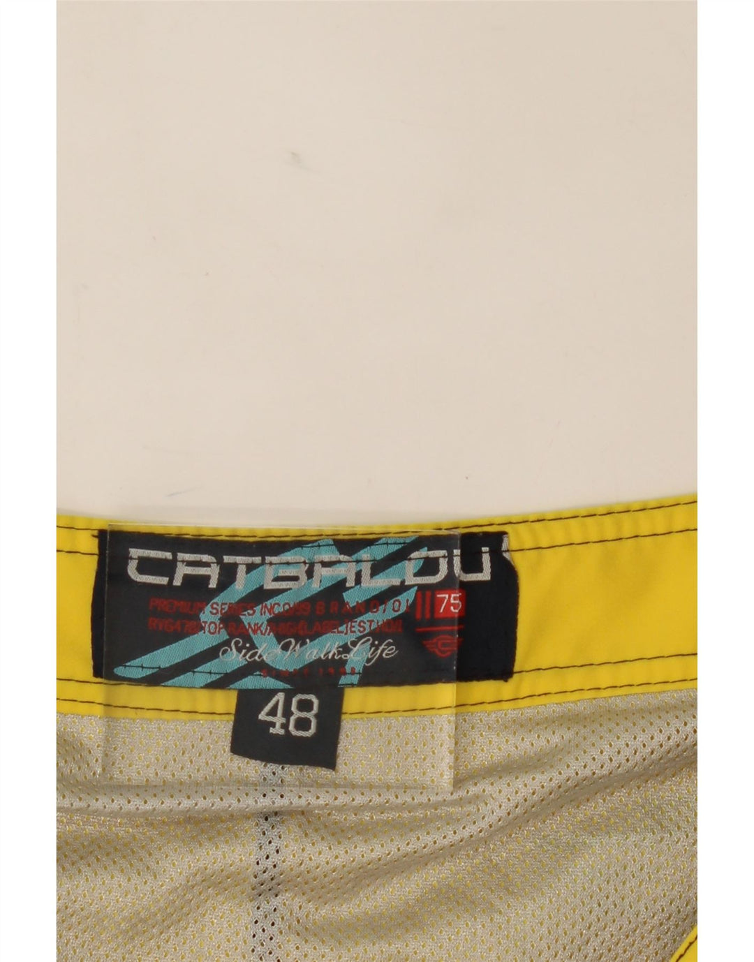 CATBALOU Mens Graphic Swimming Shorts IT 48 Medium  Yellow Striped Vintage Catbalou and Second-Hand Catbalou from Messina Hembry 