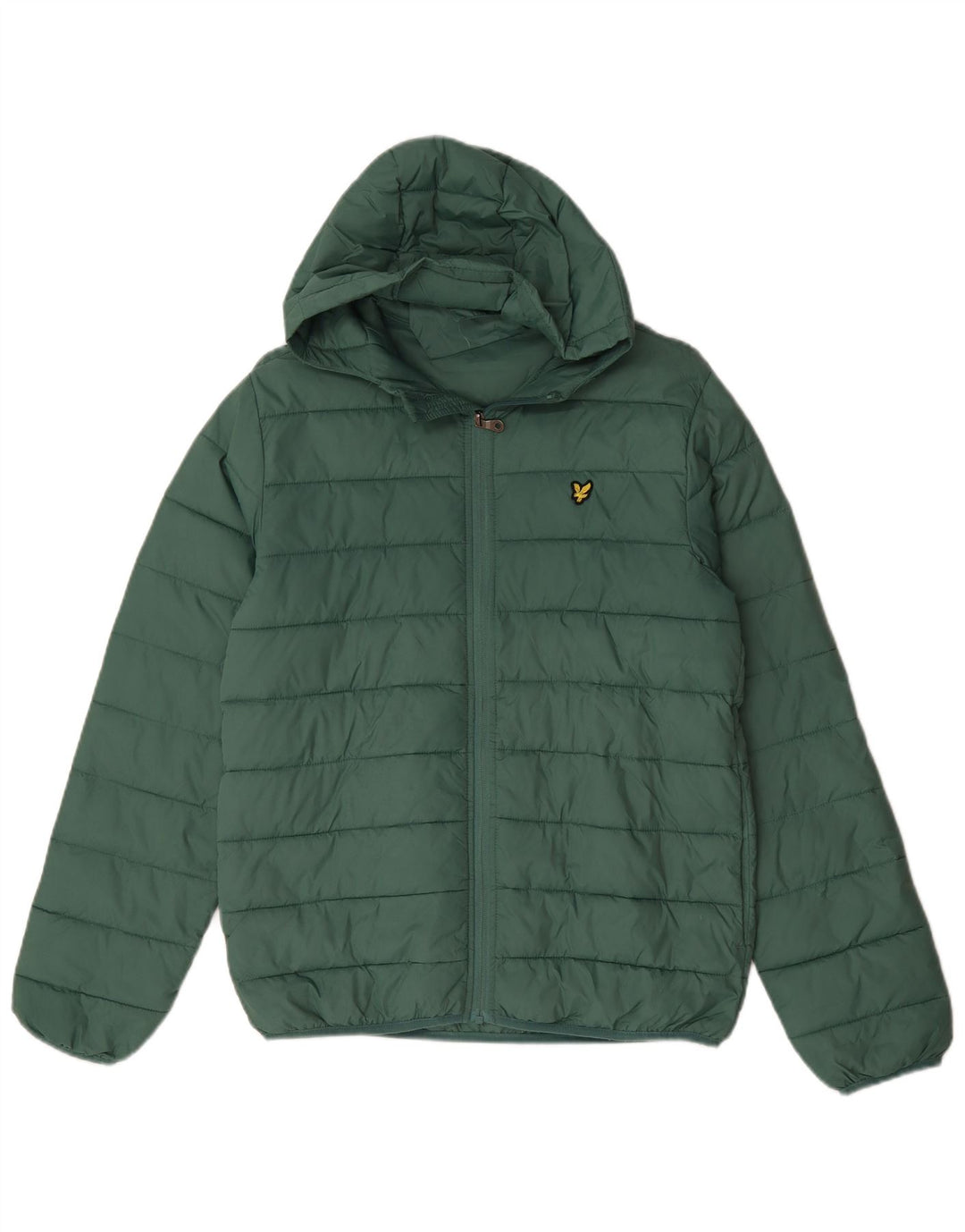 Lyle & Scott Wattierte Jungenjacke mit Kapuze, 15–16 Jahre, grünes Polyamid