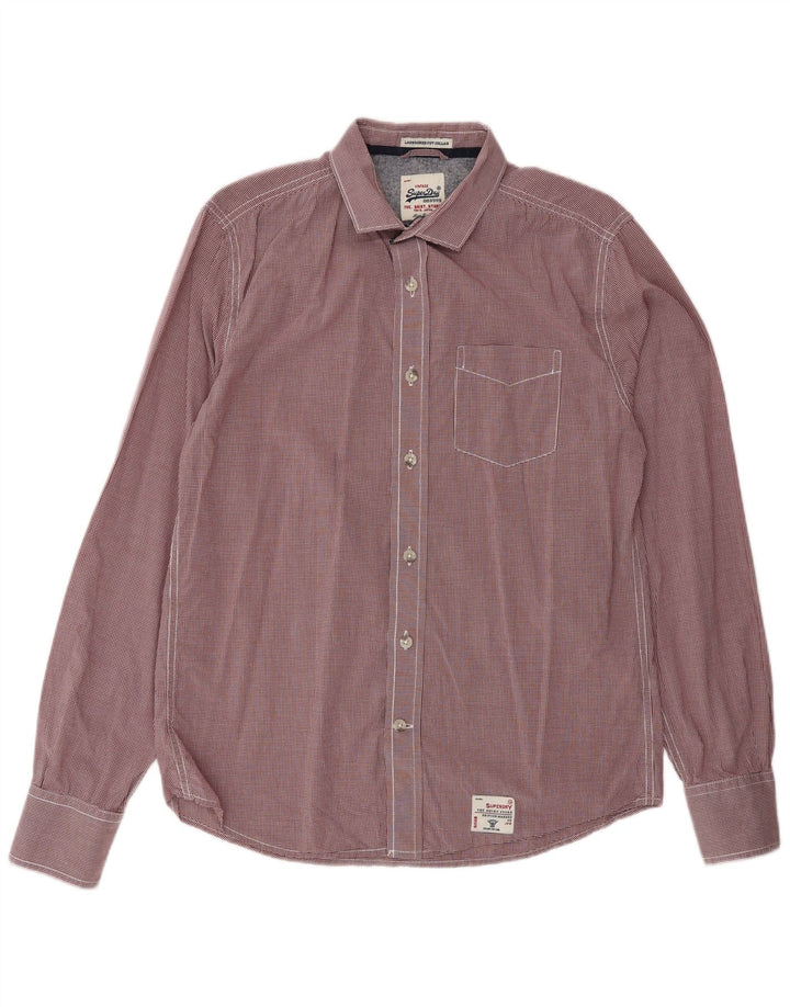 SUPERDRY Herrenhemd, großes rotes Gingham-Baumwollhemd