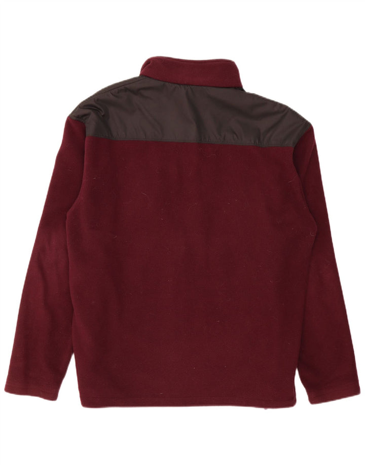 REEBOK Herren Fleecejacke UK 42 XL Burgunderfarbenes Colourblock-Polyester