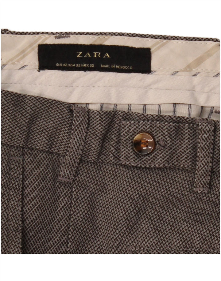 ZARA Herren Slim Anzughose EU 42 Large W32 L28 Grau Hahnentritt