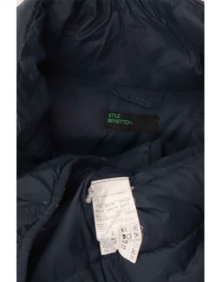 Benetton Damen Wattierte Jacke UK 10 Small Marineblau