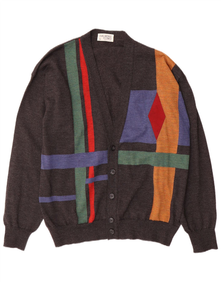 DALMINE Herren-Strickjacke IT 54 XL Grau Argyle/Diamond Wool