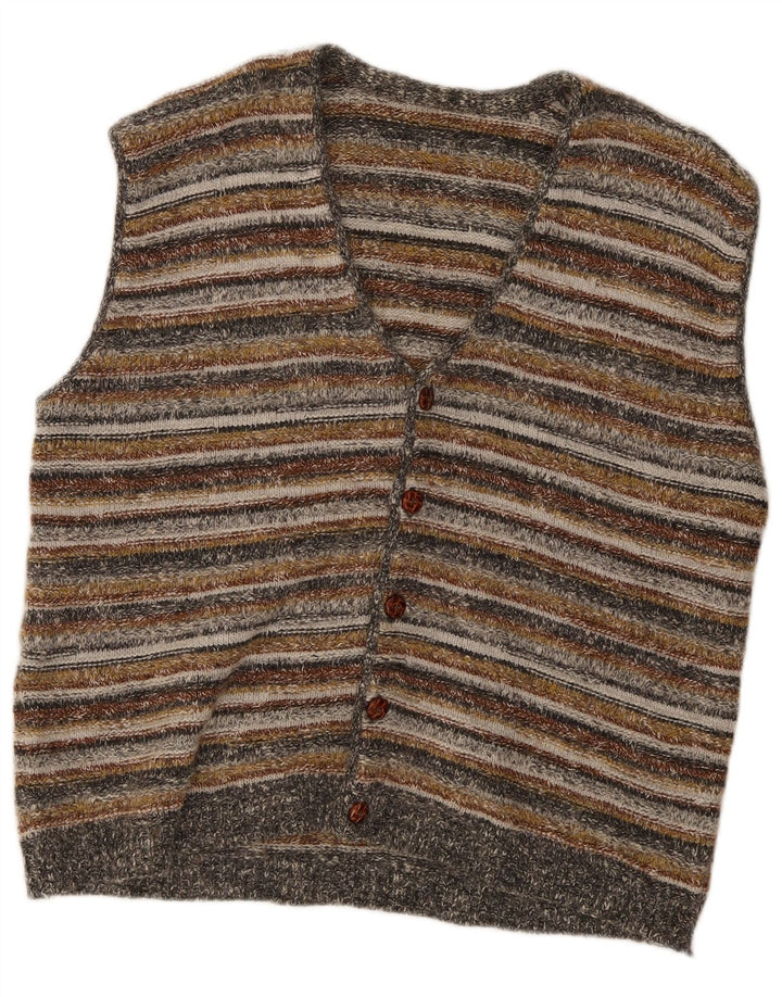 St. Bernard Herren-Cardigan, ärmellos, groß, mehrfarbig, gestreift