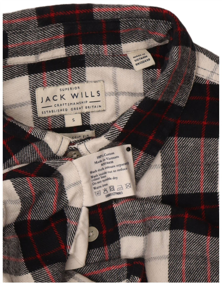 Jack Wills Herren-Flanellhemd mit klassischer Passform, klein, schwarz kariert, Baumwolle