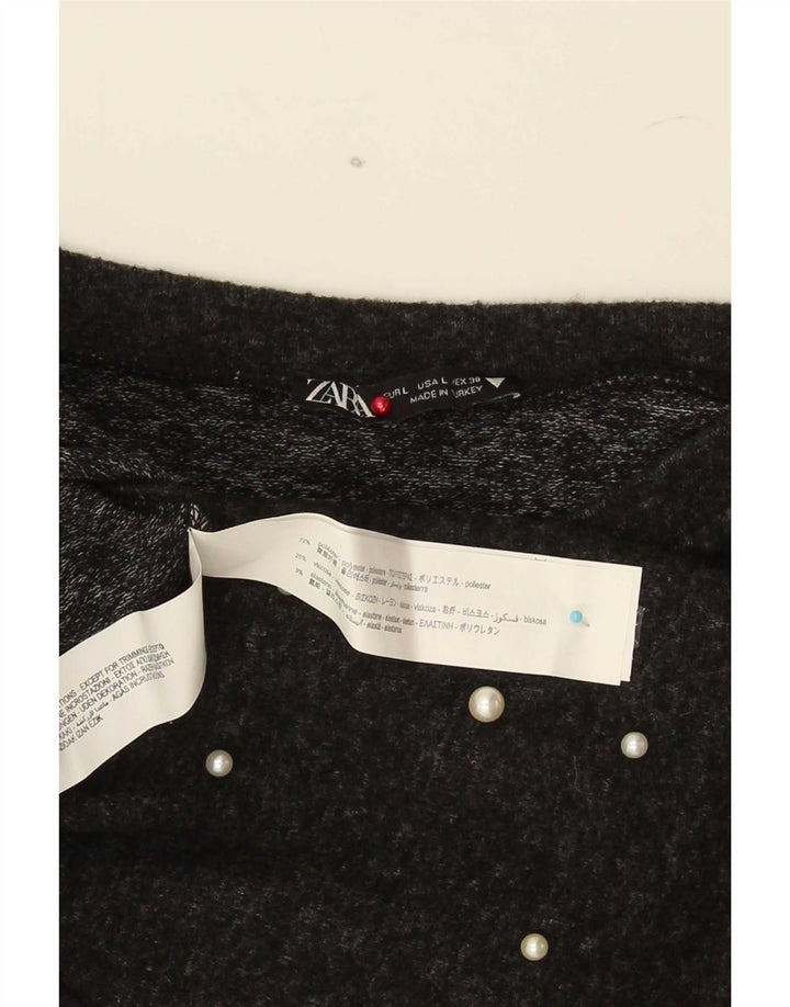 Zara Damen Top 3/4 Ärmel UK 16 Large Grau Polyester