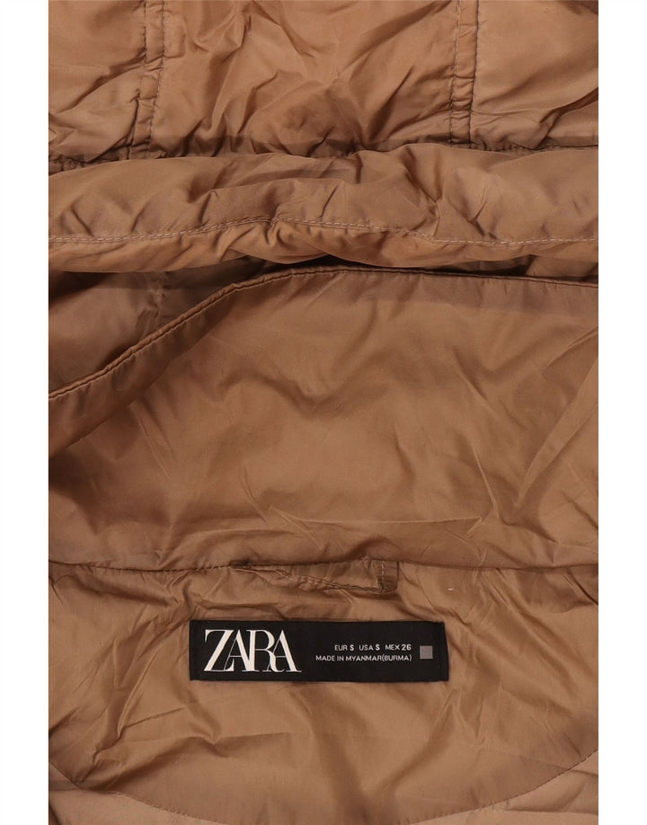Zara Damen Übergroßer, wattierter Mantel mit Kapuze, UK 10, Small Beige