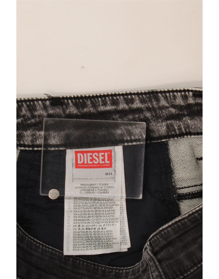 DIESEL Damen Crop Tapered Jeans W25 L24 Graue Baumwolle
