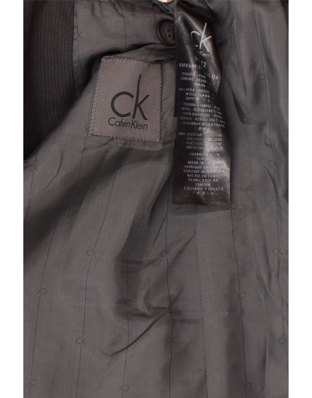 Calvin Klein Herren 2-Knopf-Blazerjacke IT 52 XL graue Wolle