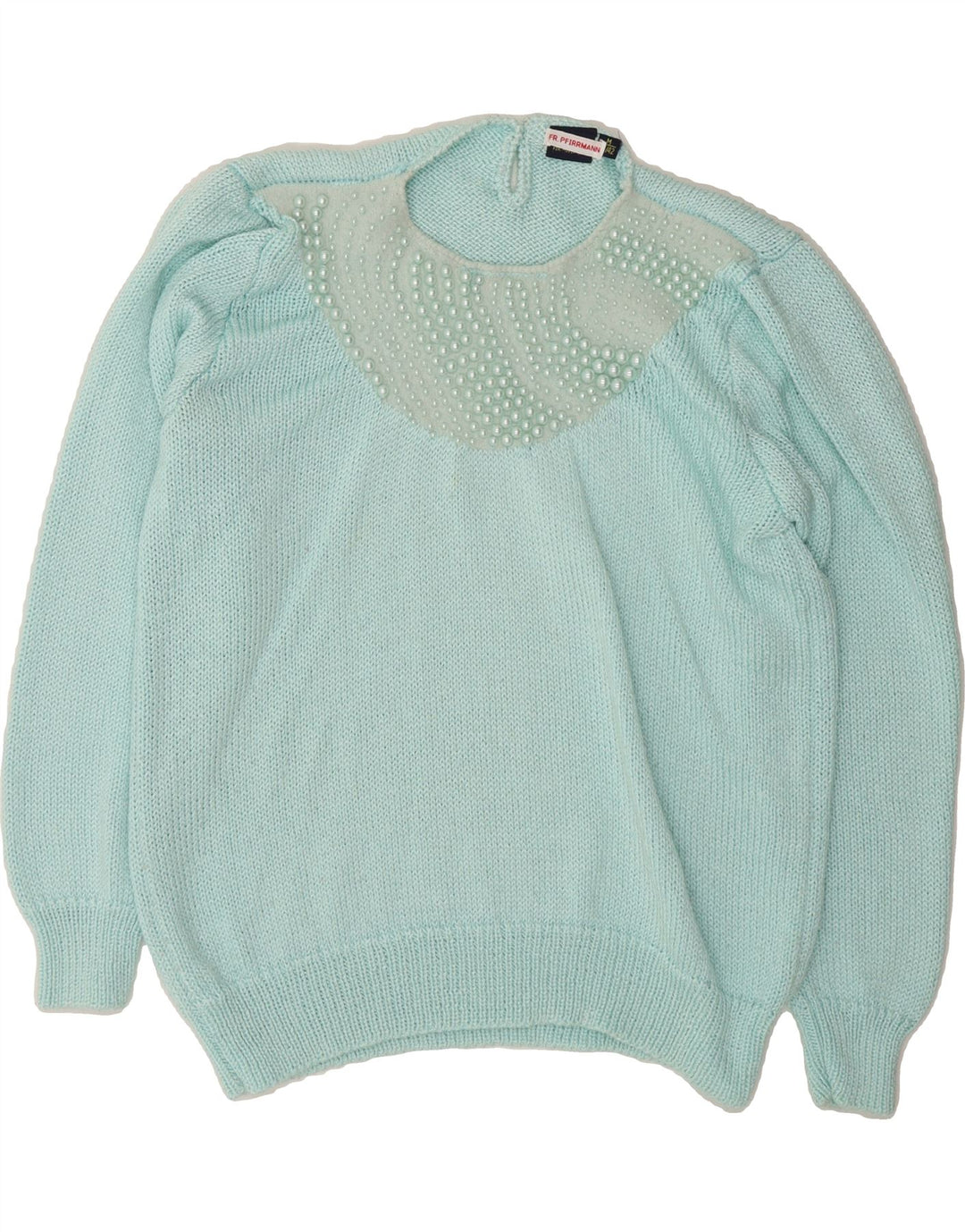 VINTAGE Womens Crew Neck Jumper Sweater UK 14 Medium Blue Polyacrylic Vintage Vintage and Second-Hand Vintage from Messina Hembry 