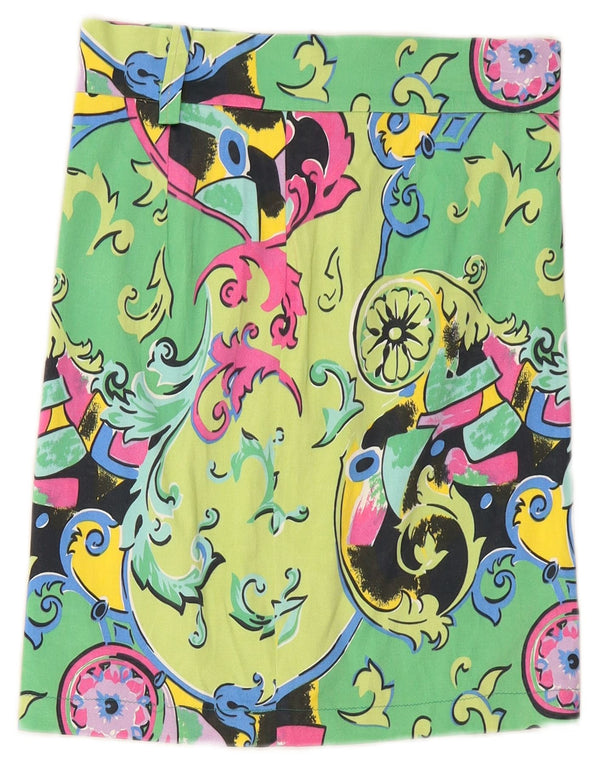 VINTAGE Gerader Damenrock W26 Kleines grünes Paisley