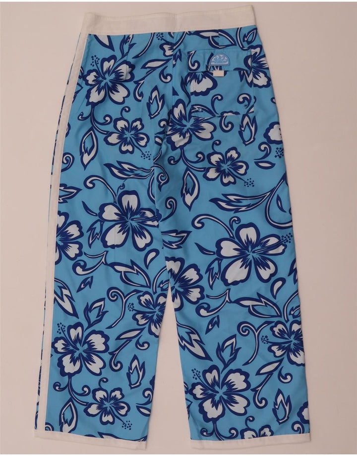 Gerade geschnittene Damenhose von Sundek, W32, L26, blau geblümtes Polyester