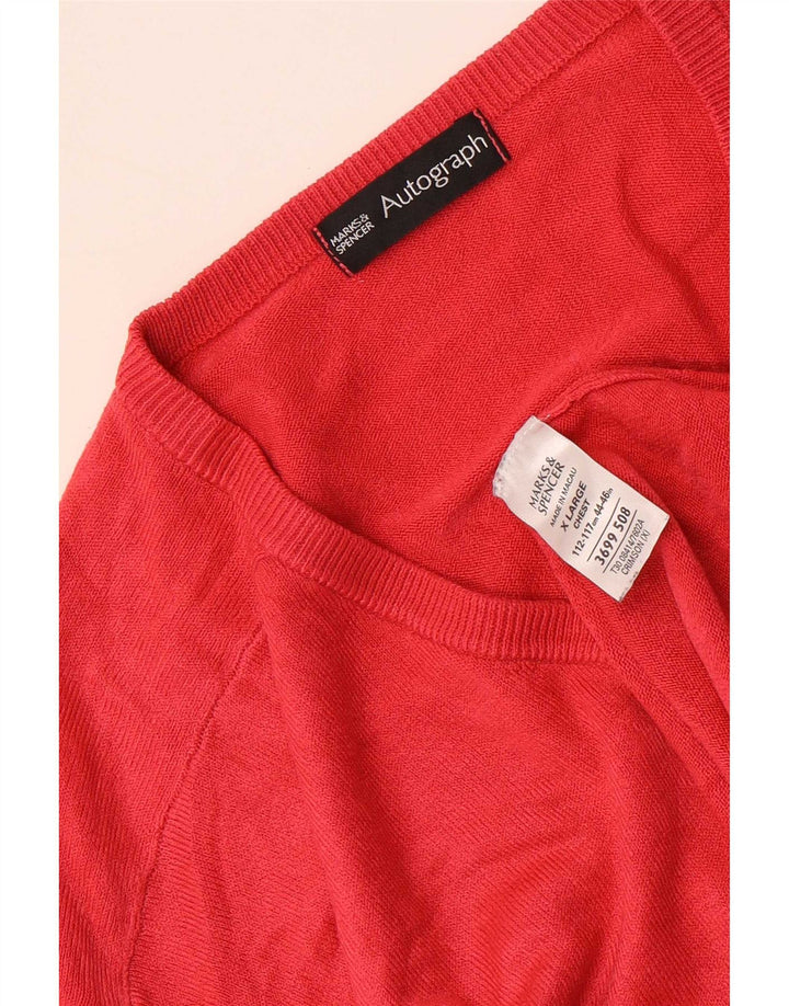Marks & Spencer Herren Autograph V-Ausschnitt Pullover Pullover XL Rot Acryl