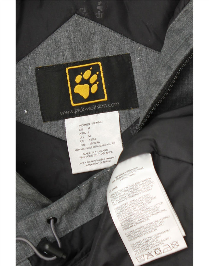 JACK WOLFSKIN Womens Hooded Windbreaker Jacket UK 12/14 Medium Grey Cotton Vintage Jack Wolfskin and Second-Hand Jack Wolfskin from Messina Hembry 