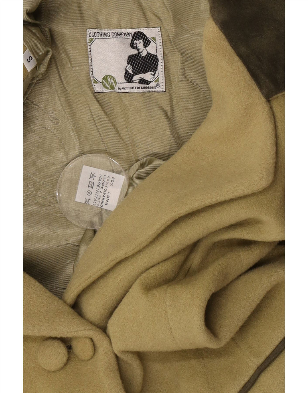 Vintage Damen Zweireiher Blazer Jacke UK 10 Kleine Khaki Wolle