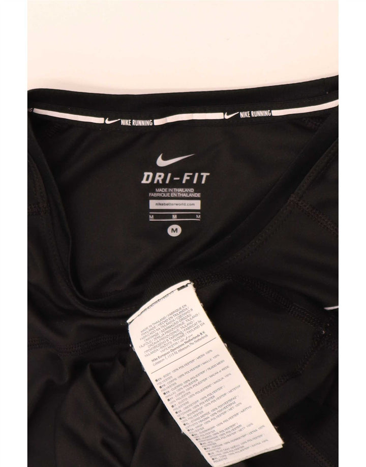 Nike Damen Dri Fit T-Shirt Top UK 12 Medium Schwarz Polyester