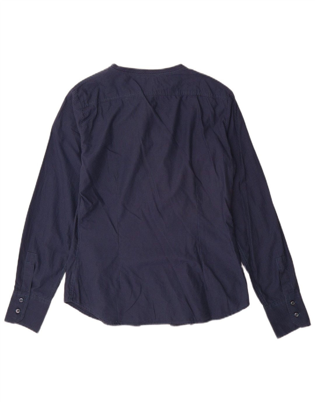 Henry s Damen-Hemd mit Rüschen vorne, IT 42, mittleres Marineblau mit Gingham-Karomuster