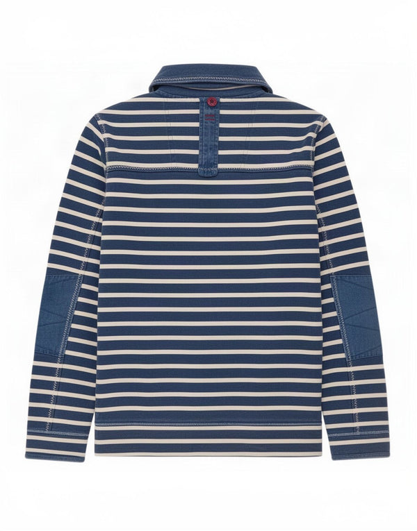 Fat Face Herren-Sweatshirt Airlie mit Reißverschluss am Hals, groß, marineblau gestreift