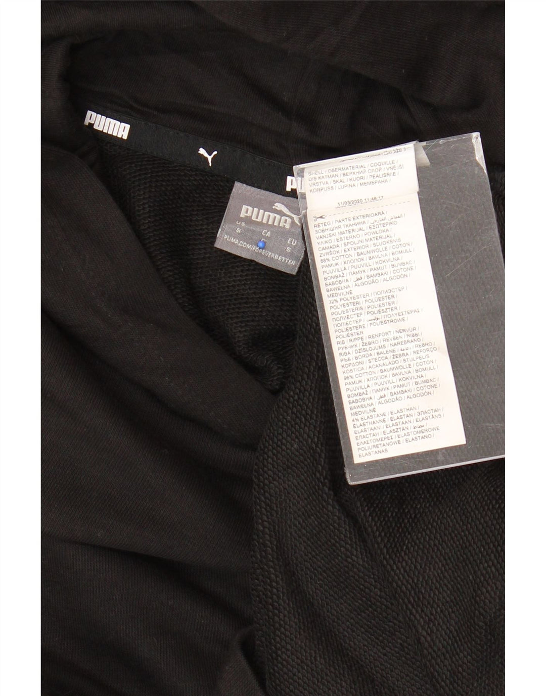 PUMA Womens Oversized Crop Graphic Hoodie Pullover UK 10 Small Schwarz Baumwolle