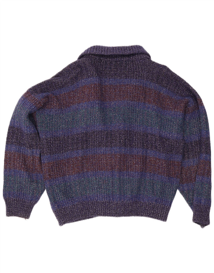Vintage Herren Cardigan Pullover IT 52 Große mehrfarbig gefleckte Wolle