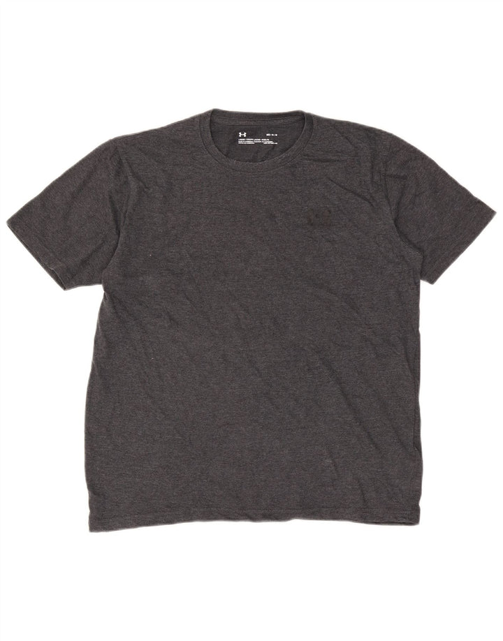 Under Armour Herren Heat Gear T-Shirt-Oberteil aus mittelgrauer Baumwolle