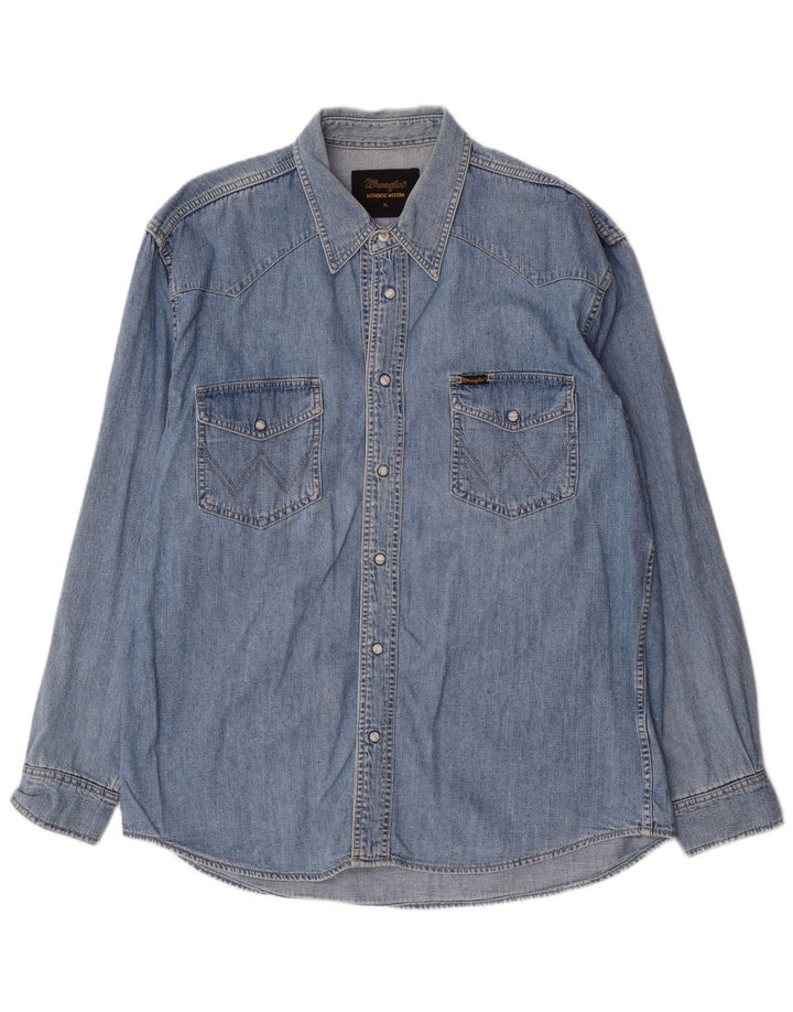 Wrangler Herren Jeanshemd XL Blau Baumwolle Western
