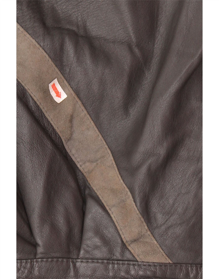 Lavorazione Artigiana Damenjacke IT 44 Mittelgraues Colourblock-Leder