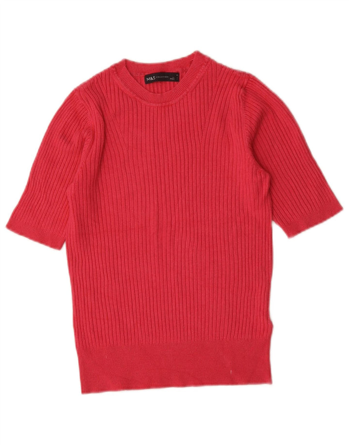 Marks & Spencer Damen Crop Pullover mit Rundhalsausschnitt, Gr. 8, Rosa