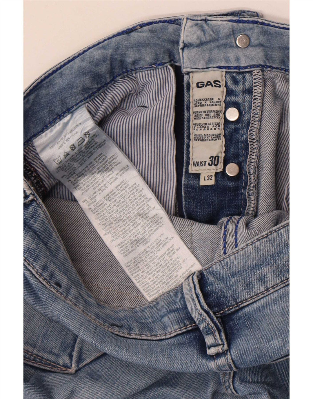 Gas Herren Slim Jeans W30 L32 Blaue Baumwolle