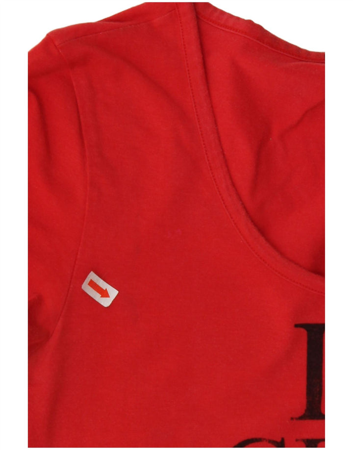 GUESS Damen Grafik T-Shirt Top UK 12 Mittelrote Baumwolle