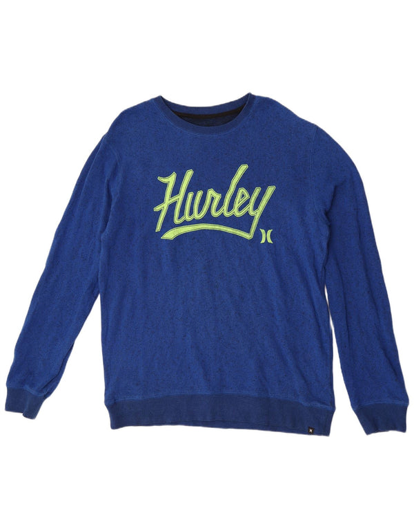 Hurley Herren-Sweatshirt mit Grafik, XL, blau meliert, Baumwolle
