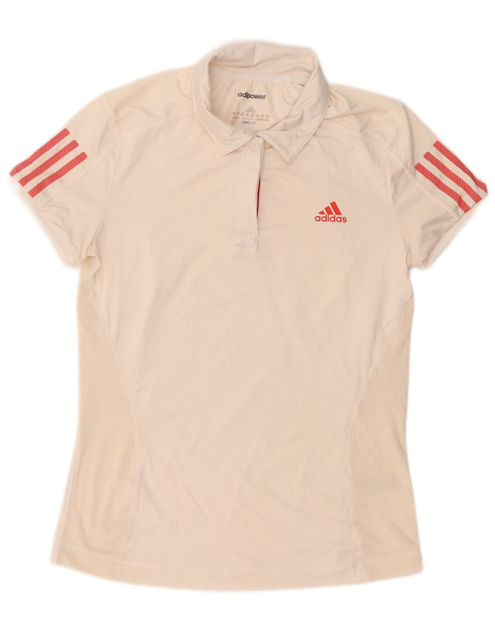 Adidas Damen Climacool Poloshirt UK 12/14 Mittelweißes Polyester