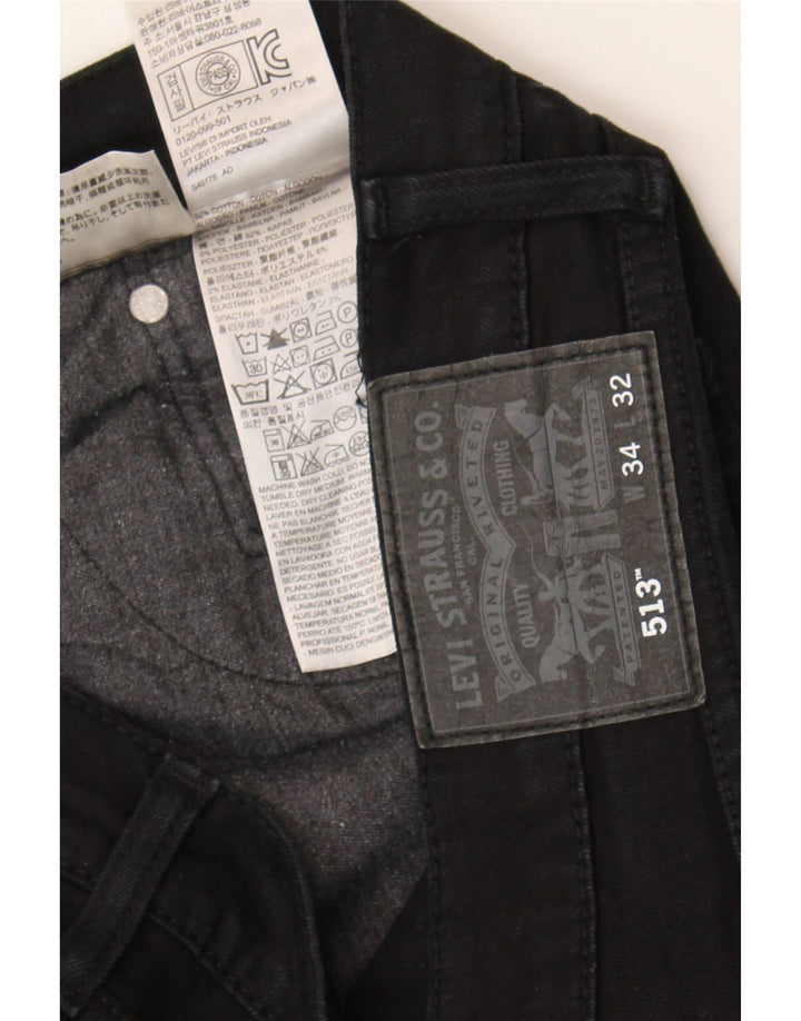 Levi's Herren 513 Slim Straight Jeans W34 L32 Schwarze Baumwolle