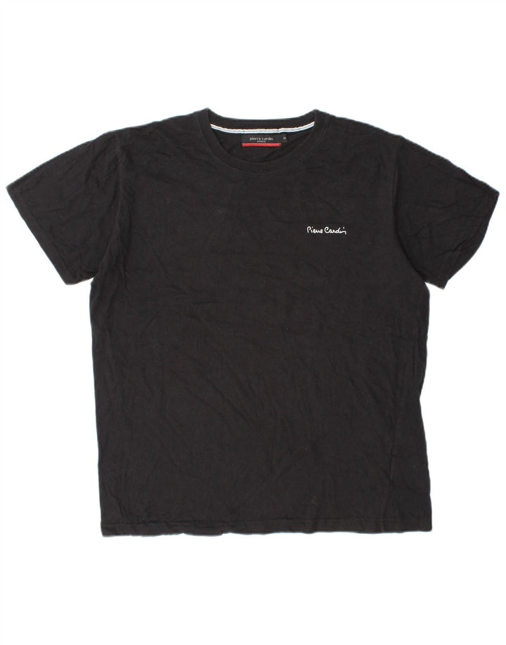 PIERRE CARDIN Womens T-Shirt Top UK 14 Medium Black Cotton