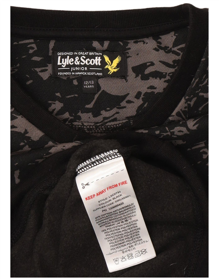 LYLE & SCOTT Jungen-Sweatshirt, Pullover, 12–13 Jahre, schwarze Camouflage-Baumwolle