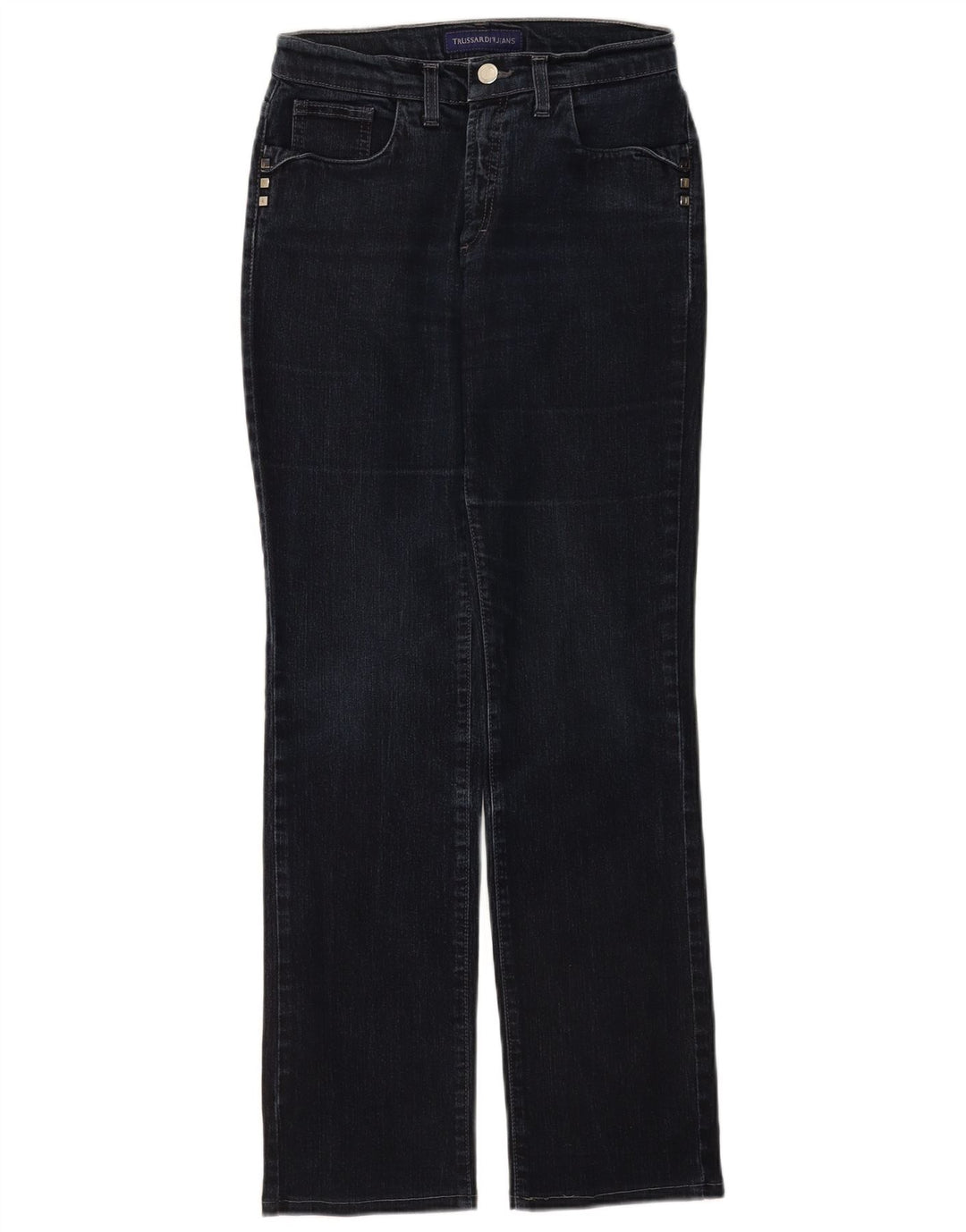 Trussardi Damen Straight Jeans W26 L30 Marineblaue Baumwolle