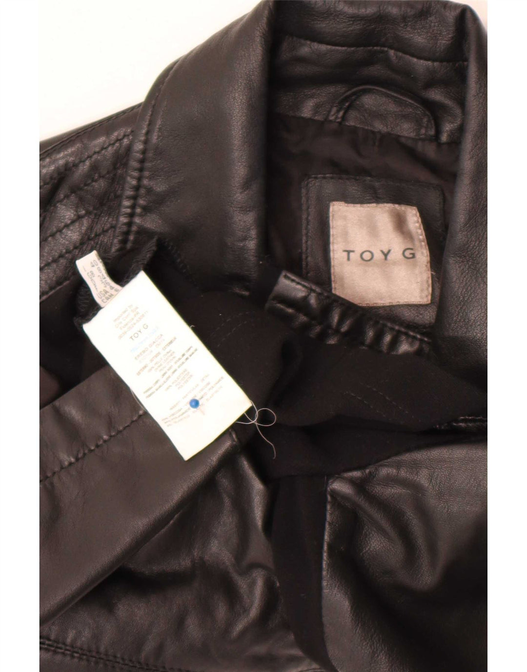 Toy G Damen Crop Leder Bikerjacke UK 8 Small Schwarzes Leder