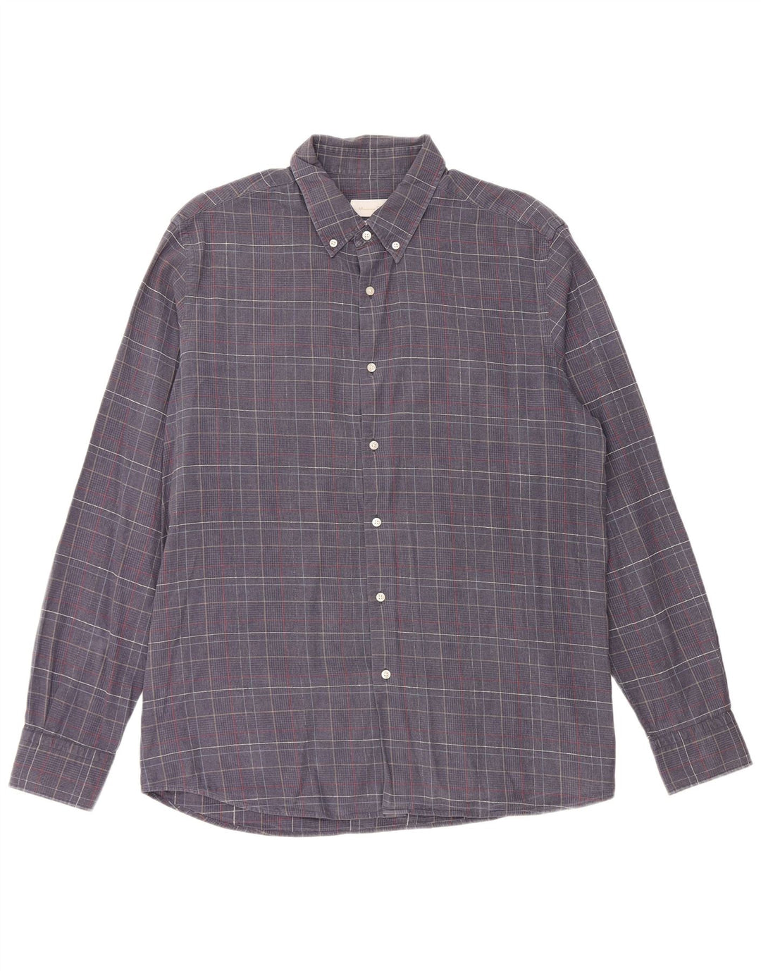 MASSIMO DUTTI Herrenhemd XL Marineblaue Hahnentritt-Baumwolle