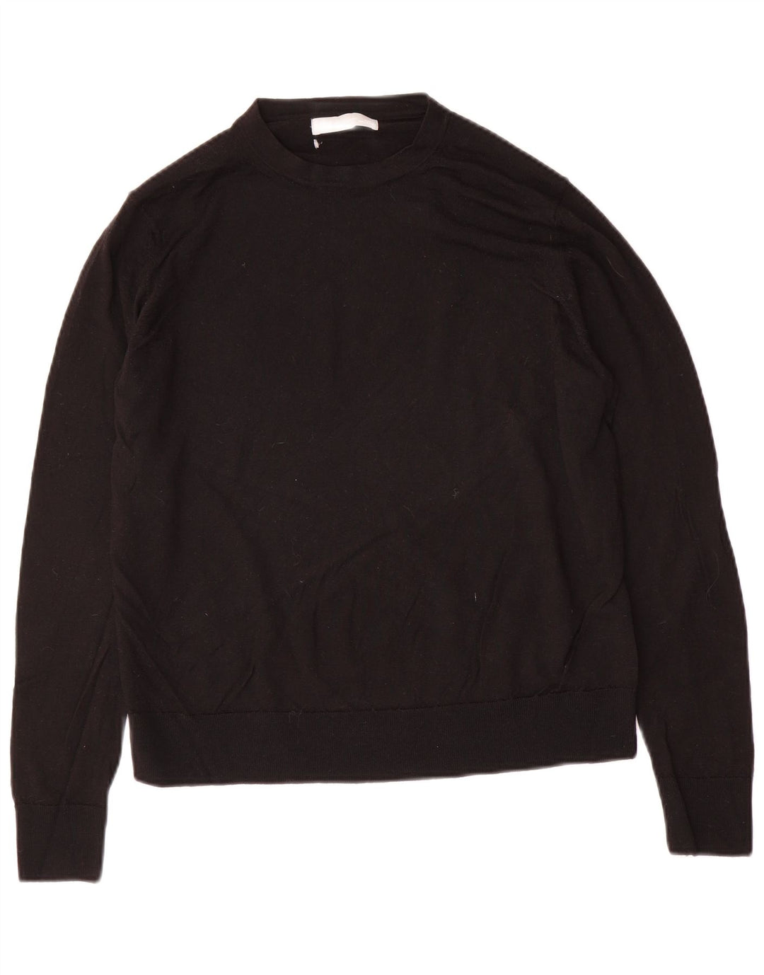 Marks & Spencer Damen-Pullover mit Rundhalsausschnitt, UK 14, Größe L, schwarze Wolle