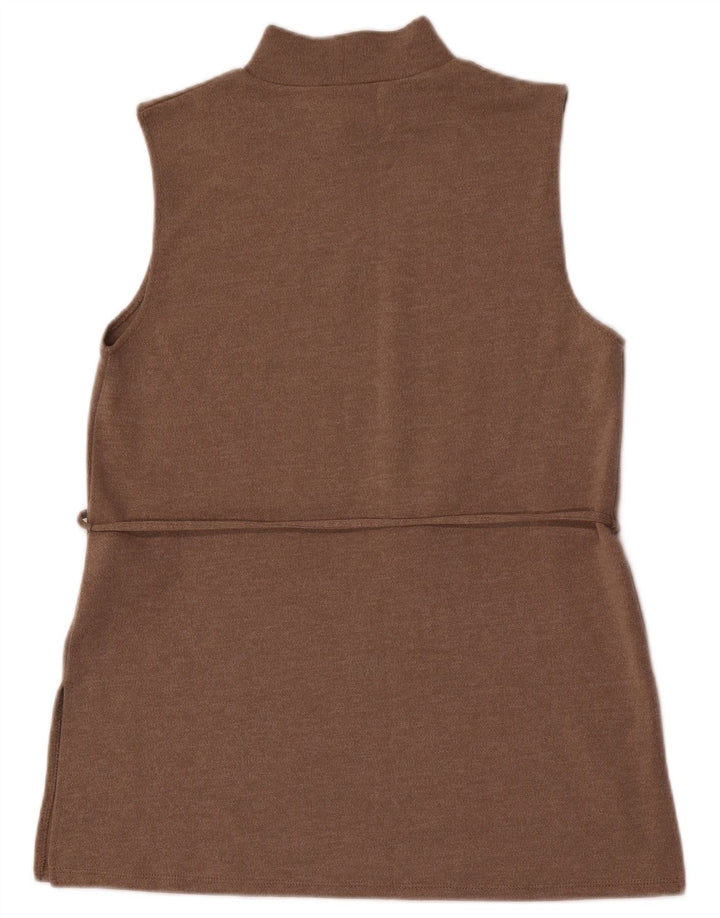 Zara Damen Weste Top UK 12 Mittelbraunes Polyester